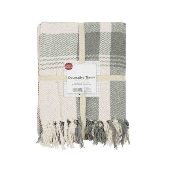 Plaid 100% Cotton Throw Blanket - Picture 3 of 4